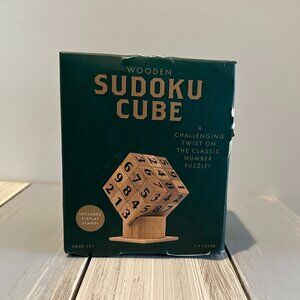 Wooden Sudoku Cube Number Puzzle Game Includes Display Stand